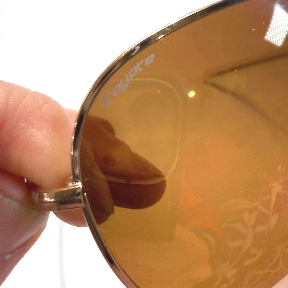 Coyote Miramar Polarized Aviator Sunglasses Gold Frame Amber Lens Handmade